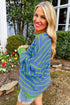 Stripe Trimmed Round Neck Drop Shoulder Loose Sweater
